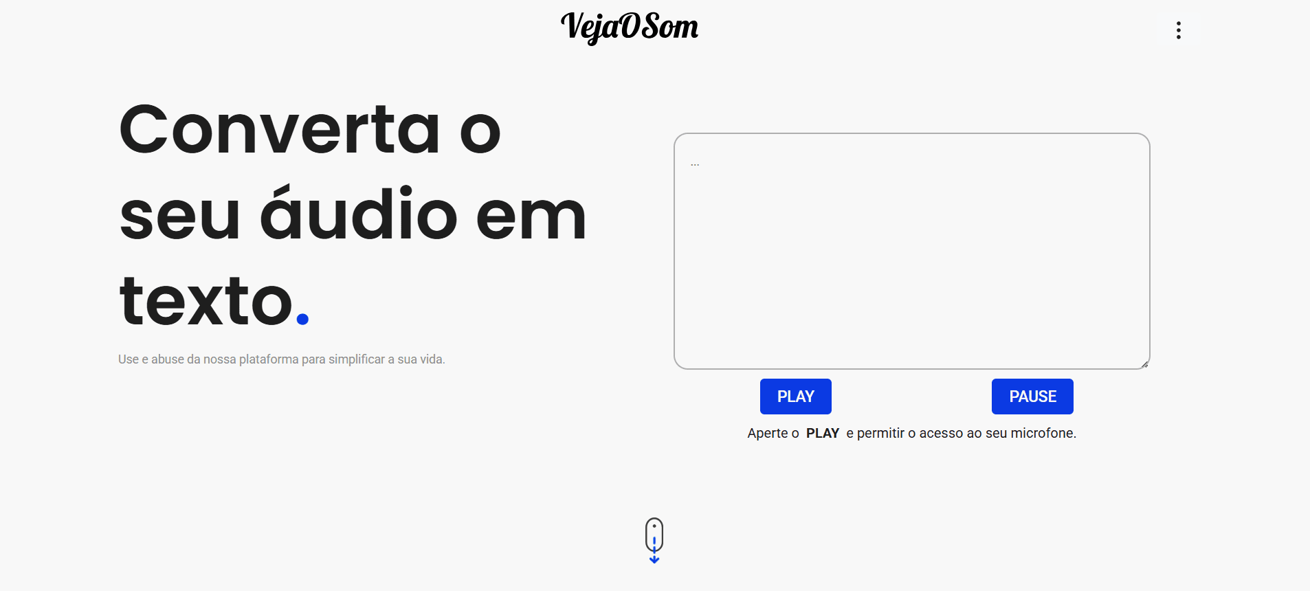 Captura de tela do projeto VejaOSom